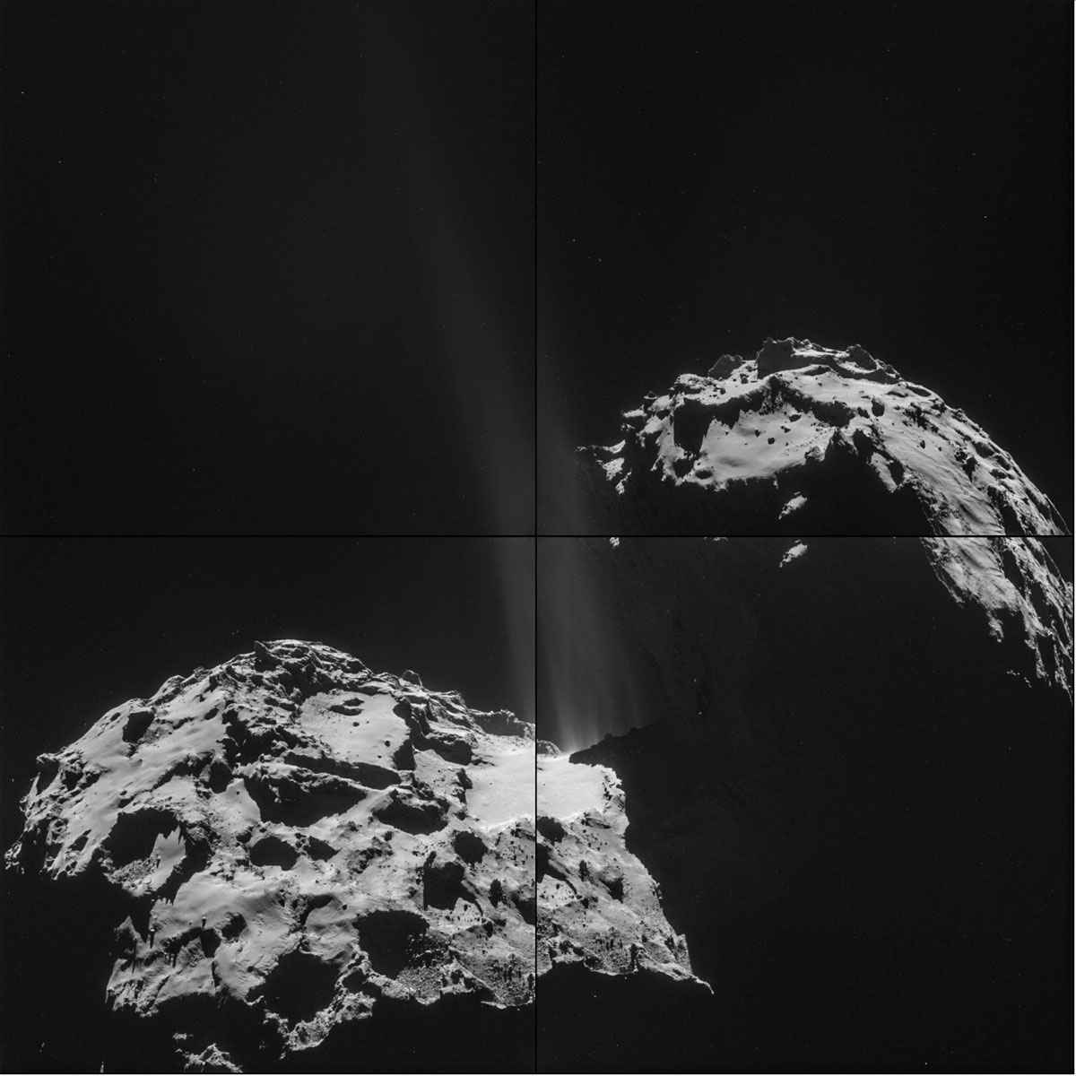 photographie-prise-par-sonde-rosetta-sur-comete-jet-vapeur